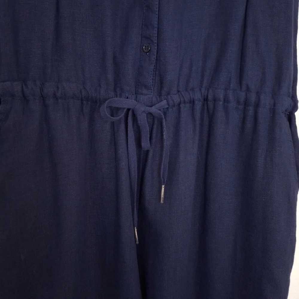 Joie Corrine Navy Linen Sleeveless Jumpsuit